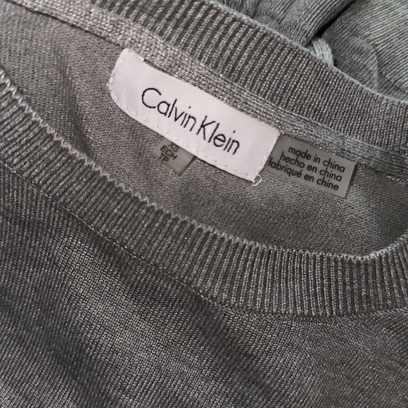 Calvin Klein sweater ruffled‎ sleeve xs stretch gray knit soft - Picture 2 of 2